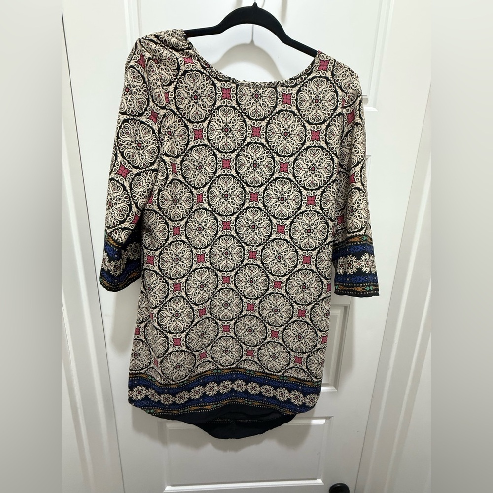Pink Owl - Damask Patter 3/4 Sleeve Shift. Size Medium